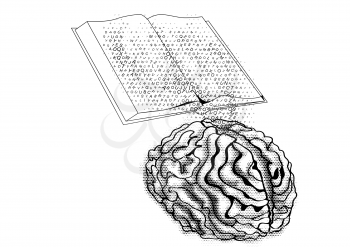 book and mind isolated on a white background