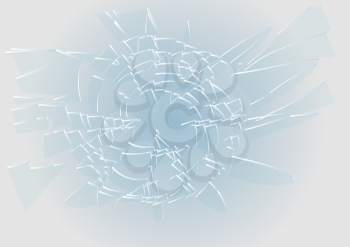 blue broken glass. abstract impact illustration. 10 EPS