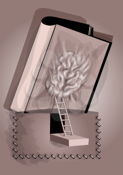 opened book tattoo and brain. concept of education