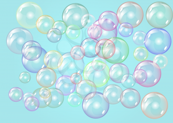 multicolor bubbles in blue sky. 10 EPS