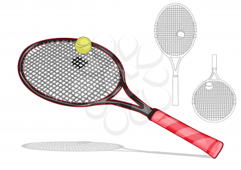 tennis racket set isolated on white background
