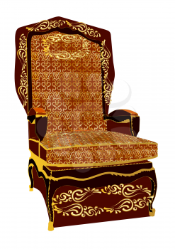 throne. antique chair isolated on white background