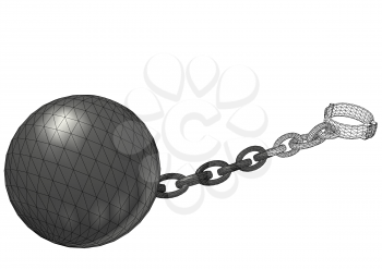 prisoner ball and chain with the inscription free