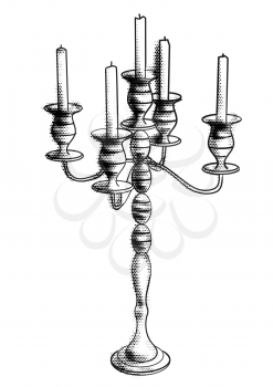 silver candlesticks isolated on the white background