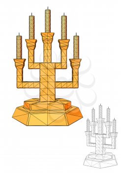Menorah. Seven branched candlestick isolated on white