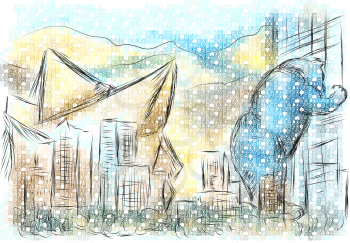 denver colorado. abstract illustration of city