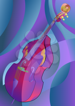 contrabass on multicolor background. 10 EPS