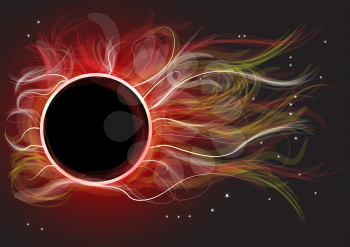 eclipse. Abstract scientific background - full sun eclipse, red galaxy in space