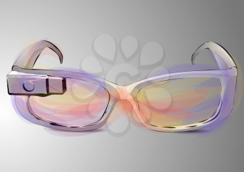 google glass, abstract computer glass on grey background