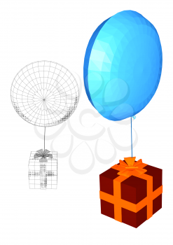 gift and balloon isolated on a white background