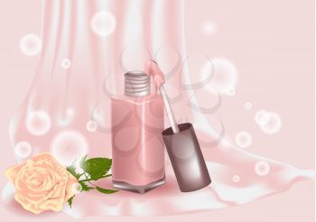 nail polish and rose flowere on abstract background