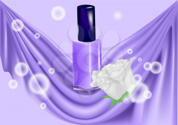 nail polish and white rose on abstract background
