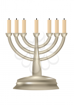 Menorah. Seven branched candlestick isolated on white