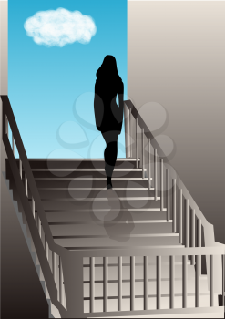silhouette of a woman on the stairs