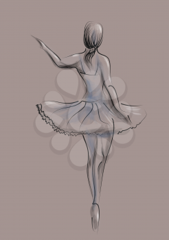 abstract illustration of ballet dancer on stage 