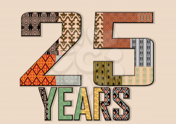 25 years anniversary background with multicolor pattern