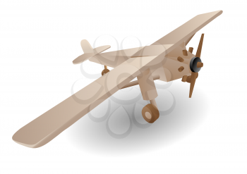 child wooden airplane on a white background