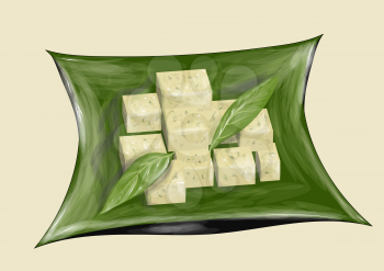 tofu qabstract illustration on green background