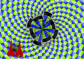 optical illusion. darts with dartboard abstract illustration