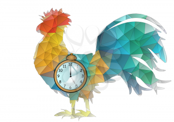 abstract cock with alarm clock isolated on white