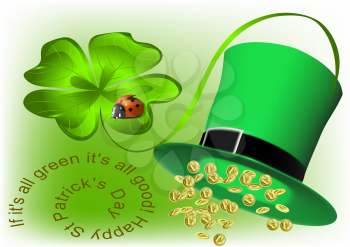 good luck  and Happy St Patricks Day. background with clover and ladybug