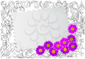 paper card with wild flowers vector illustration