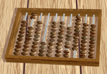 dark retro abacus on wooden table