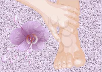 foot massage. hand foot and flower