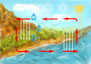water cycle. schematic representation of the water cycle in nature