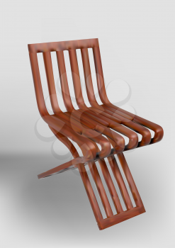 A simple minimalist wood chair on gray background