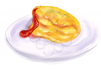 omelette on dish isolated on whit background