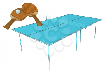 table tennis. racket and ball isolated on white