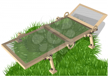 folding wooden pool chair on green grass