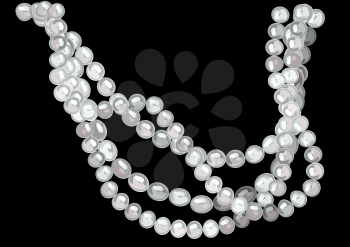 pearl necklace isolated on black background