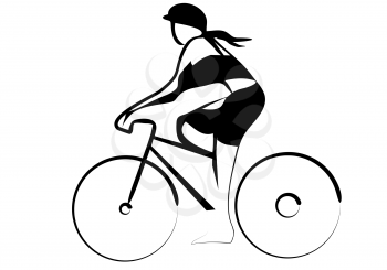woman cycling isolated oh a white backgroound