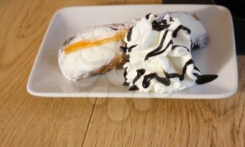 wafer roll with cream, Cannoli the original recipe from Sicily