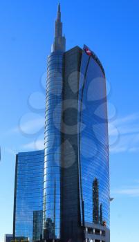  Milan Porta Garibaldi district. The Unicredit Bank skyscraper 