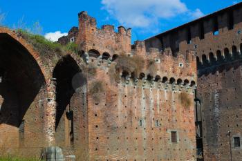 Milan, Italy. Sforzesco castle. brick wall