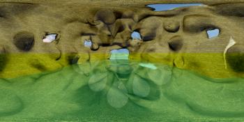 HDRI  map of cave with water. 3d illustration