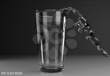 pint glass mixing 3D illustration on dark background