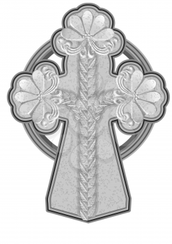 ancient stone cross isolated on a white backgeound