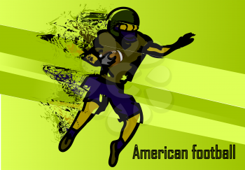 american football. grunge silhouette of male with football ball