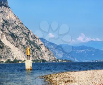 San Nicolo statue in Lecco on lake of Como, Italy