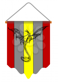 antique banner with dragon isolated on a white