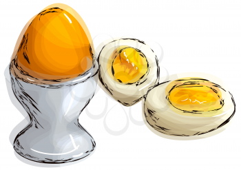 boiled egg, illustration of boiled egg isolated on white background