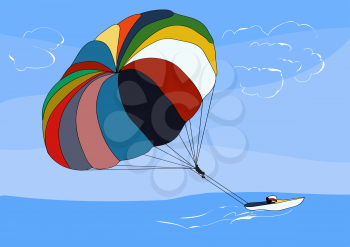 parasailing. abstract illustration on blue background