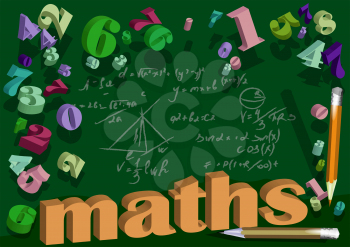 maths background with number. Hand drawn science formulas on green background.