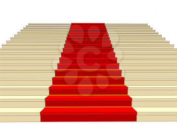 red carpet stair isolated on white background