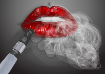 Close-up of a  woman vaping an electronic cigarette