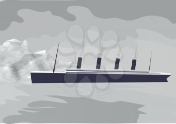titanic abstract vector illustration. ship ans iceberg